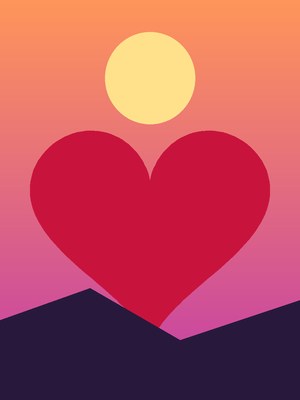 The target picture: a heart at sunset.